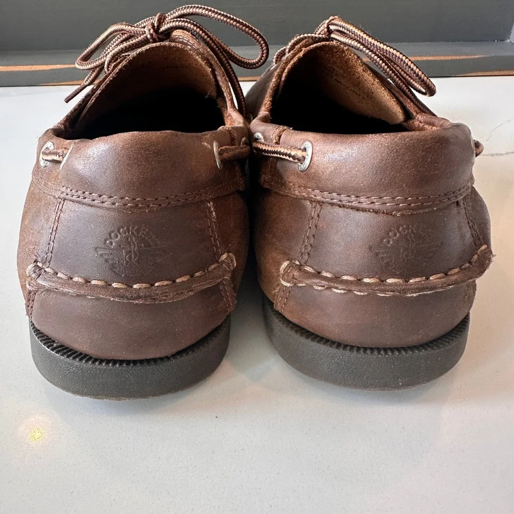 Dockers Mens Brown Leather Boat Shoes 9.5W 90-30406 Moc Toe Loafers